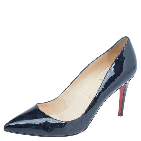 Christian Louboutin Black Patent Leather Decollete 554 Pointed Toe Pumps Size 39